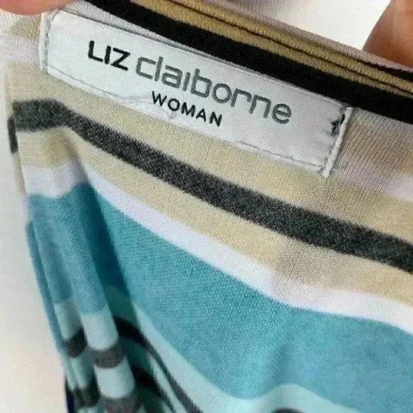 Liz Claiborne womens top multicolored striped - Picture 7 of 9